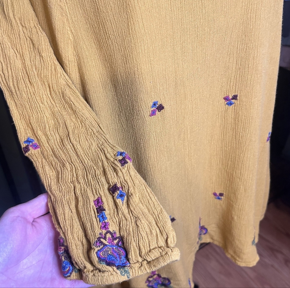 Japana Mustard Floral Embroidered Tunic Top - Picture 5 of 5